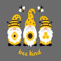 Bee Kind, Bees & Gnomes Fabric Panel - Gray - ineedfabric.com