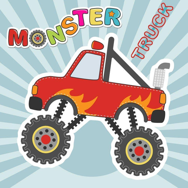 Digitally Printed Red Monster Truck Fabric Panel - 21