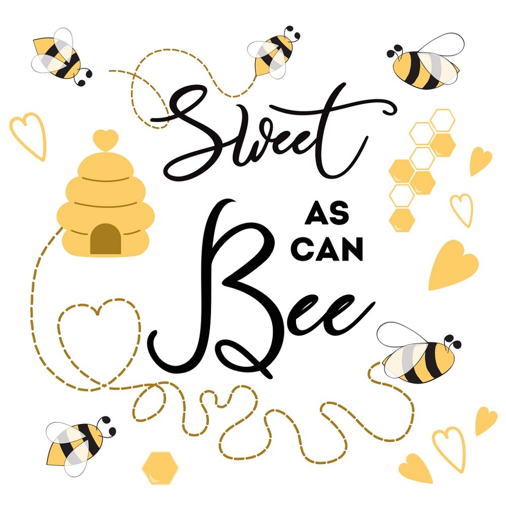 Sweet As Can Bee Fabric Panel - White –