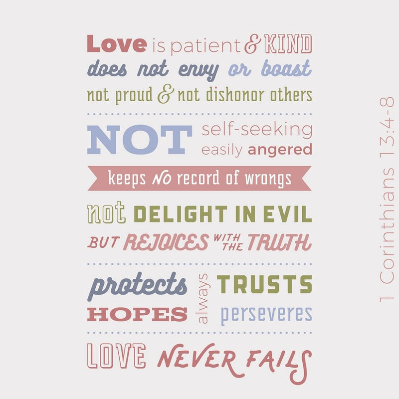 1 Corinthians 13:8 Fabric Panel - Pink - ineedfabric.com