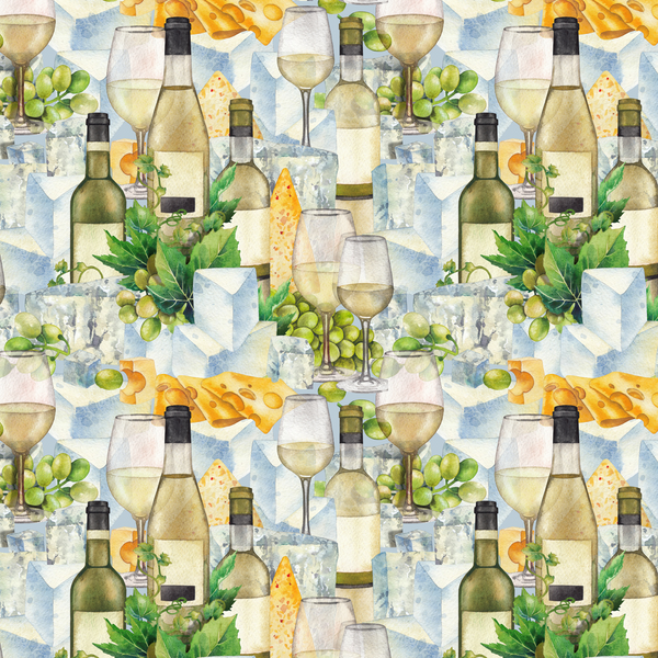 White Wine Evening Fabric - Multi