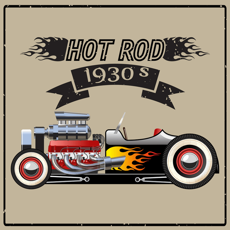 1930's Hot Rod Fabric Panel - Multi - ineedfabric.com