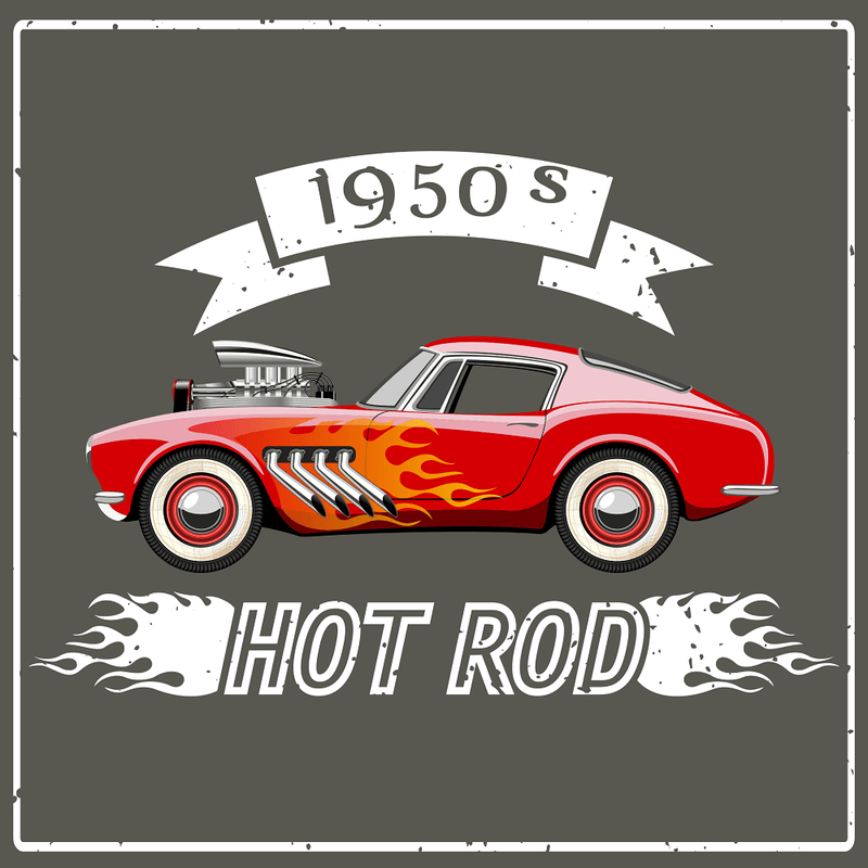 1950's Hot Rod Fabric Panel - Multi - ineedfabric.com