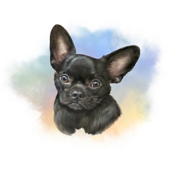 Short-Haired Chihuahua Dog Portrait Fabric Panel
