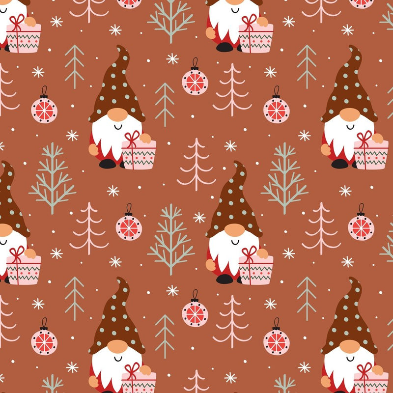 A Gnome For Christmas Fabric - Brown - ineedfabric.com