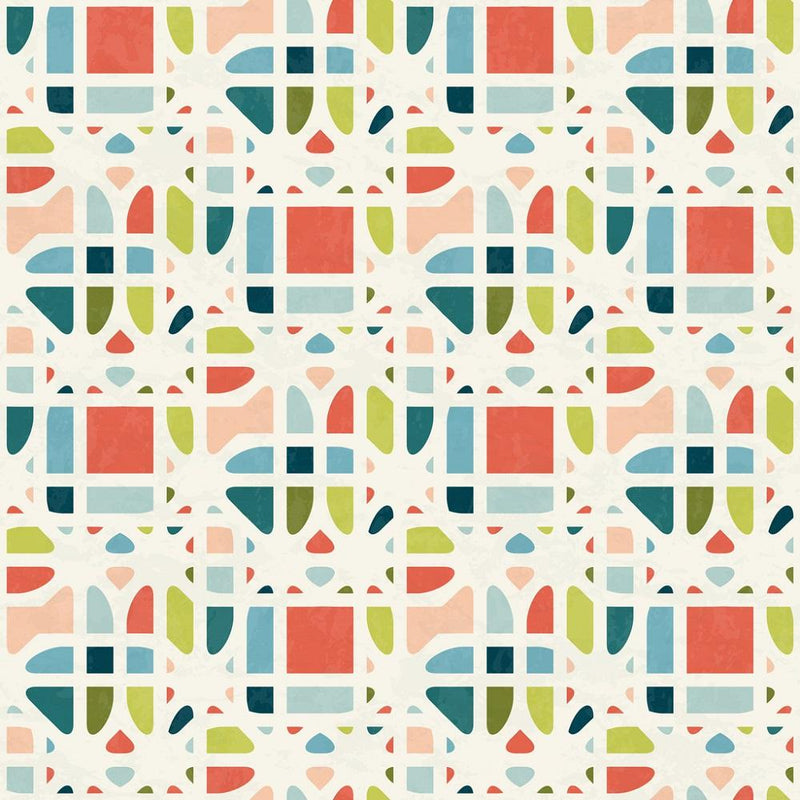 Abstract Geometric Pattern #4 Fabric - Multi - ineedfabric.com