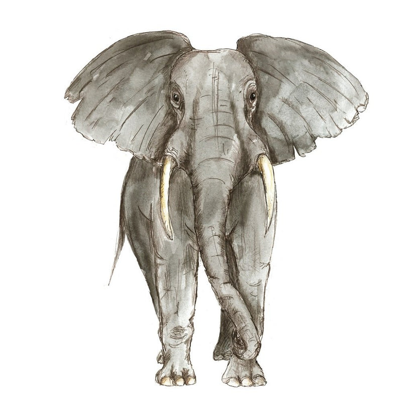 African Elephant Fabric Panel - Gray - ineedfabric.com