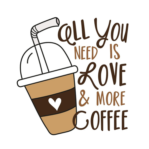 All You Need Is Love & Coffee Fabric Panel - ineedfabric.com
