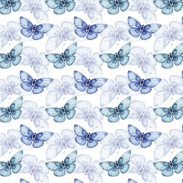 Allover Watercolor Butterfly Fabric - Blue - ineedfabric.com