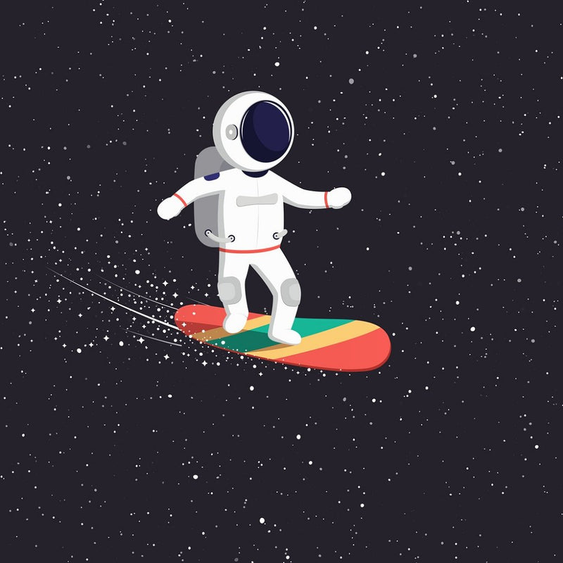 Astronaut Flying Through The Universe Fabric Panel - Black - ineedfabric.com