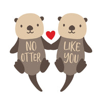 Be Mine, Sea Otter Fabric Panel - White - ineedfabric.com