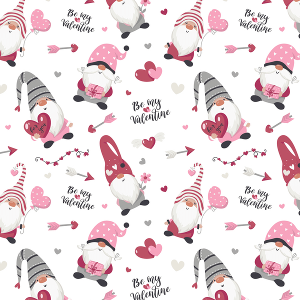 Be My Valentine Gnome Fabric - White - ineedfabric.com