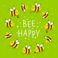Bee Happy Honey Bee Fabric Panel - Green - ineedfabric.com