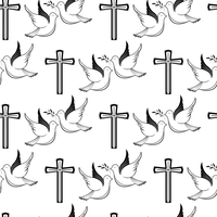 Birds & Crosses Fabric - ineedfabric.com