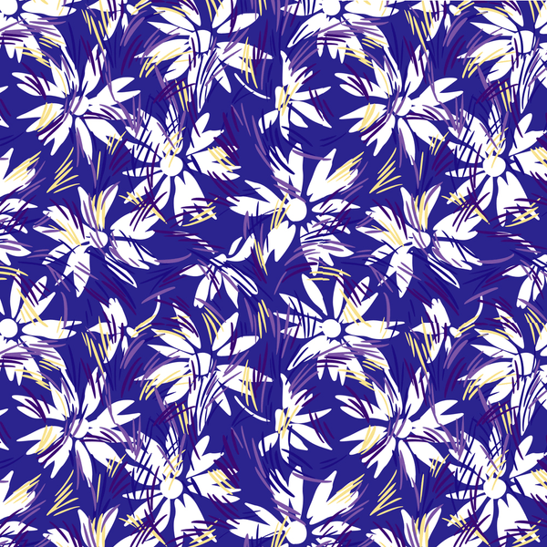Blooming Daisy Fabric - Purple - ineedfabric.com