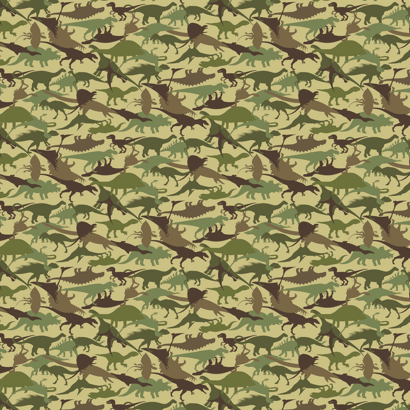 Camouflage Dinosaur Set Fabric - Green - ineedfabric.com