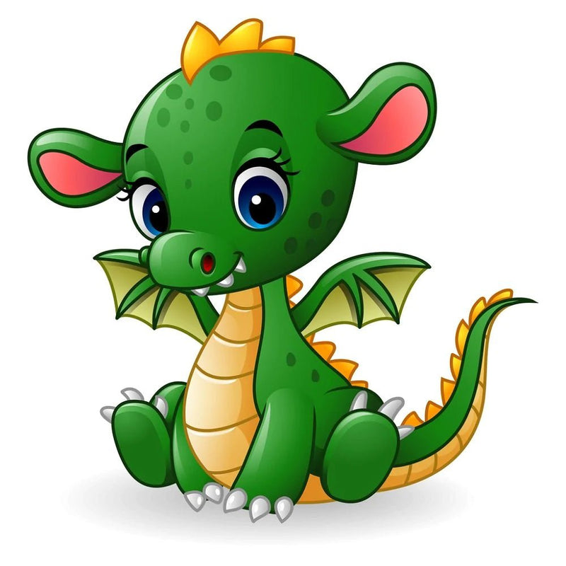 Cartoon Baby Dragon Fabric Panel - Green - FunSewing.com
