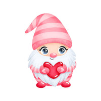 Cartoon Gnome With Heart Fabric Panel - White - ineedfabric.com