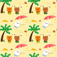 Cats On The Beach Fabric - ineedfabric.com