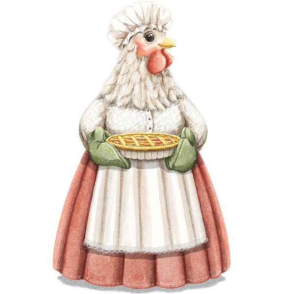 Chicken with Pie Fabric Panel - ineedfabric.com