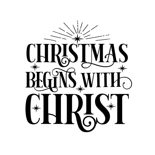 Christmas Begins With Christ Font Fabric Panel - White - ineedfabric.com