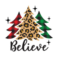 Christmas Is Here, Believe Christmas Tree Fabric Panel - White - ineedfabric.com