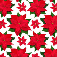 Christmas Poinsettia Flowers Fabric - White - ineedfabric.com