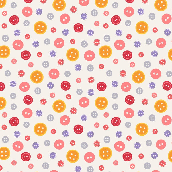 Colorful Button Fabric - Beige - ineedfabric.com
