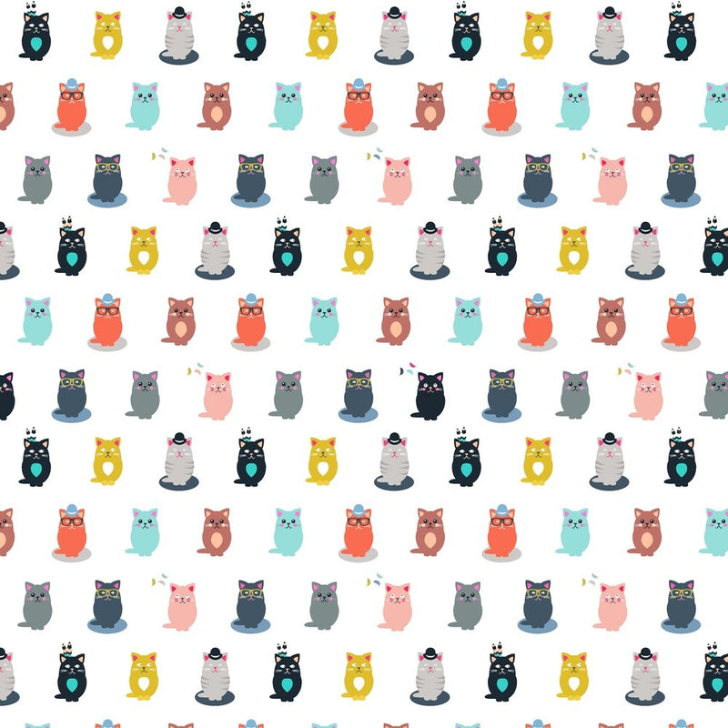 Colorful Cat Fabric - Multi - ineedfabric.com