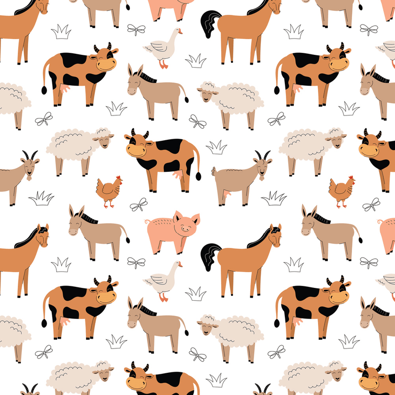 Cute Farm Animals Fabric - Multi - ineedfabric.com
