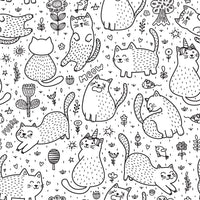 Digitally Printed Summertime Cats Fabric - ineedfabric.com