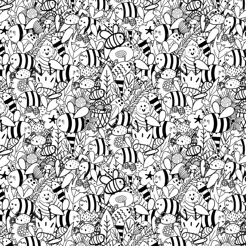 Doodle Insects Fabric - Black - ineedfabric.com