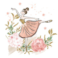 Elegant Watercolor Ballerina with Flowers Panel - ineedfabric.com