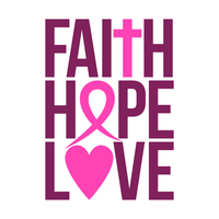 Faith Hope Love In Breast Cancer Fabric Panel - Pink - ineedfabric.com