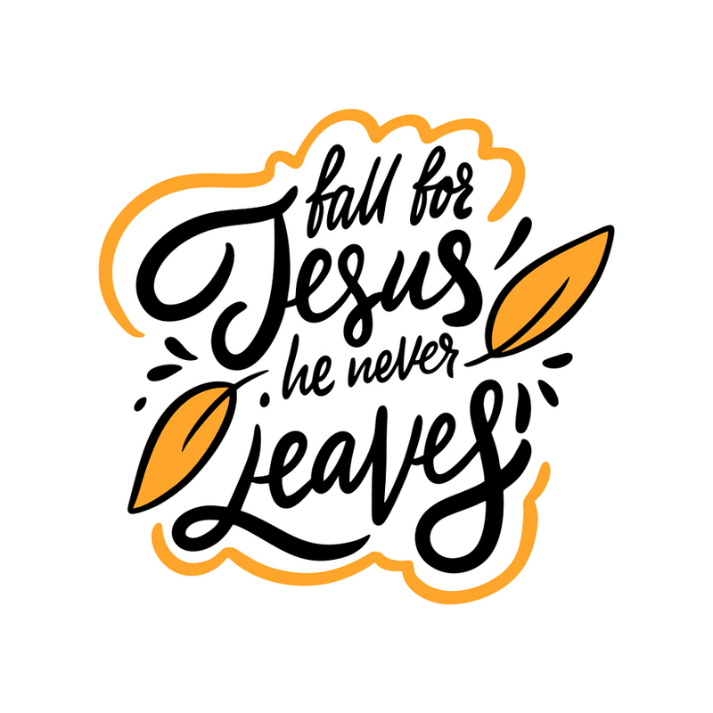 Fall For Jesus He Never Leaves Fabric Panel - Black - ineedfabric.com