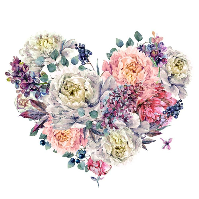 Floral Heart Fabric Panel - White - ineedfabric.com