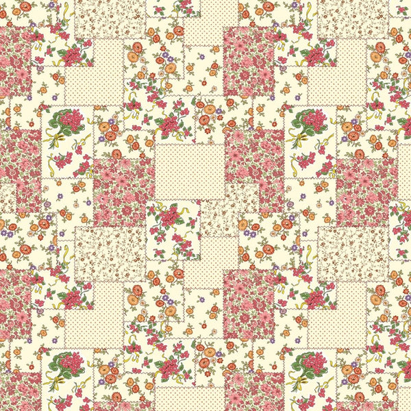 Floral Patchwork Fabric - Cream/Pink - ineedfabric.com