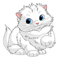 Fluffy Kitten Fabric Panel - White - FunSewing.com