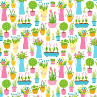 Garden Flower Shop Fabric - White - ineedfabric.com