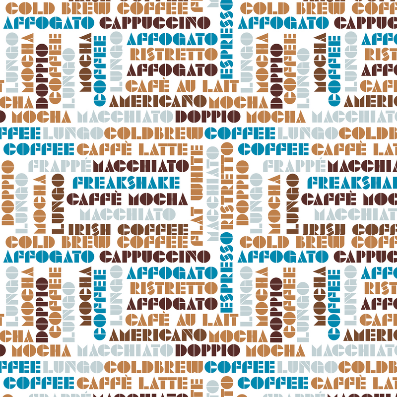 Geometric Coffee Names - Multi - ineedfabric.com