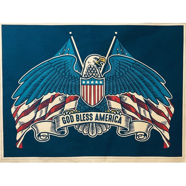God Bless America Natural 100% Cotton Canvas Fabric Panel - 32