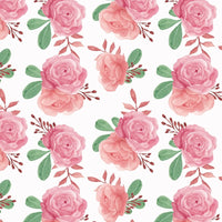Hand Painted Rose Fabric - Dark Pink - ineedfabric.com