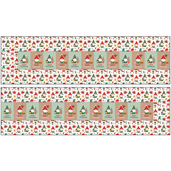 Happy Christmas Gnomes Table Runner Fabric Panel - FunSewing.com
