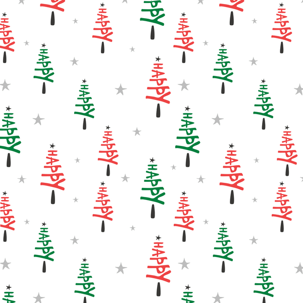 Happy Christmas Tree Fabric - Multi - ineedfabric.com