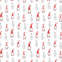 Holiday Gnomes, Hand Drawn Trees Fabric - White - ineedfabric.com