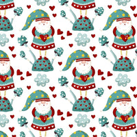 Holiday Gnomes, Hearts & Mushrooms - Teal - ineedfabric.com
