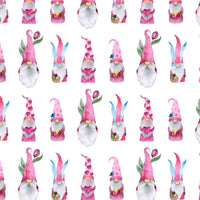 Holiday Gnomes, Packed Valentine Gnomes Fabric - White - ineedfabric.com