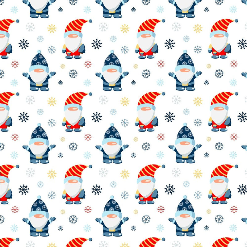 Holiday Gnomes, Snowflakes & Dwarfs - White - ineedfabric.com