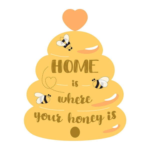 Home Is Where Your Honey Is Fabric Panel - Yellow - ineedfabric.com