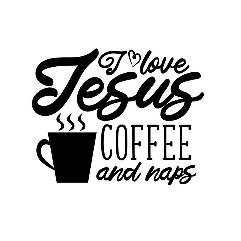 I Love Jesus, Coffee & Naps Fabric Panel - 44" - ineedfabric.com